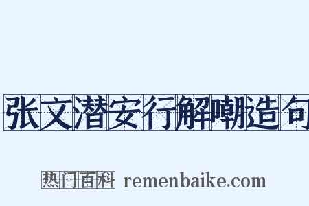 张文潜安行解嘲造句是什么意思的图片